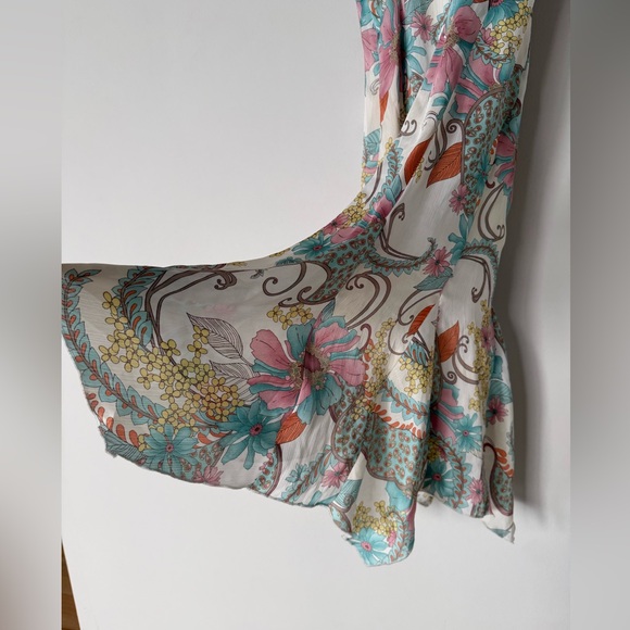 Vintage Y2K Fairycore Floral Paisley Asymmetrical Hem Midi Girlhood Core Dress - Picture 9 of 13